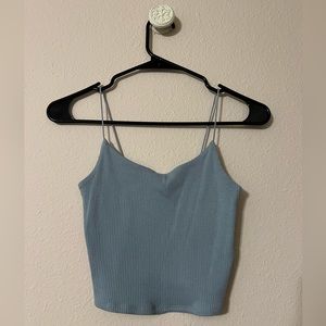 Garage light blue ribbed tank top